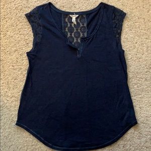 Aeropostale Navy Blue Lace Detail Top